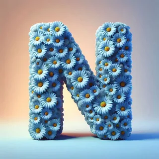 Blue daisy — litera N
