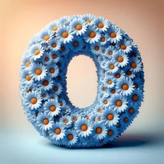 Blue daisy — litera O