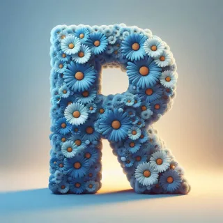 Blue daisy — litera R