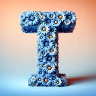 Blue daisy — litera T