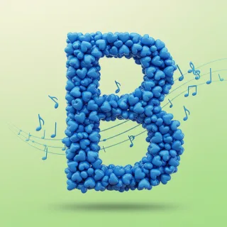 Blue hearts — litera B (wariant 2)