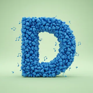 Blue hearts — litera D (wariant 2)