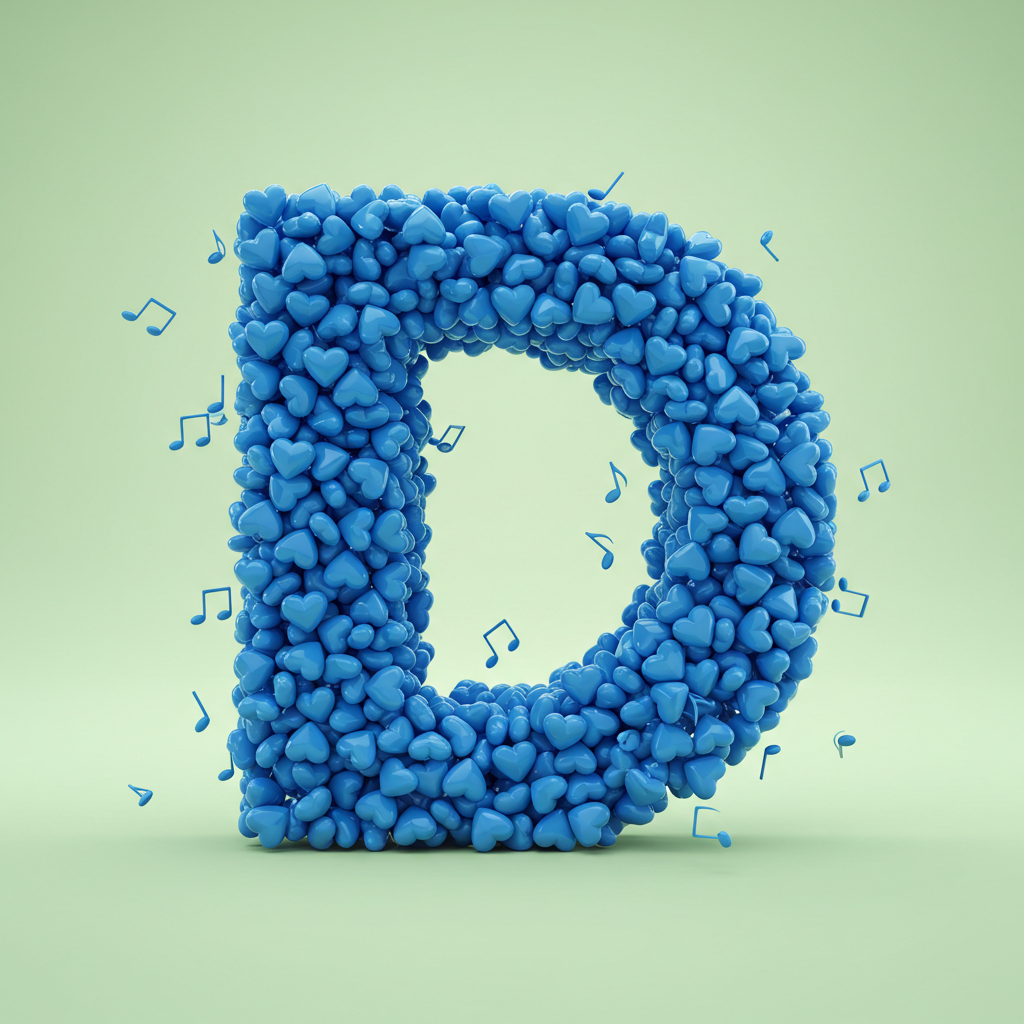Blue hearts — litera D (wariant 2)