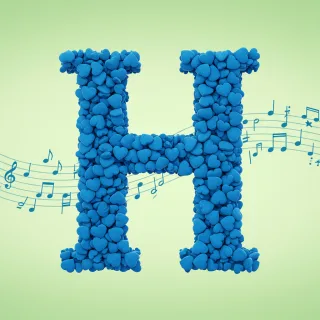 Blue hearts — litera H