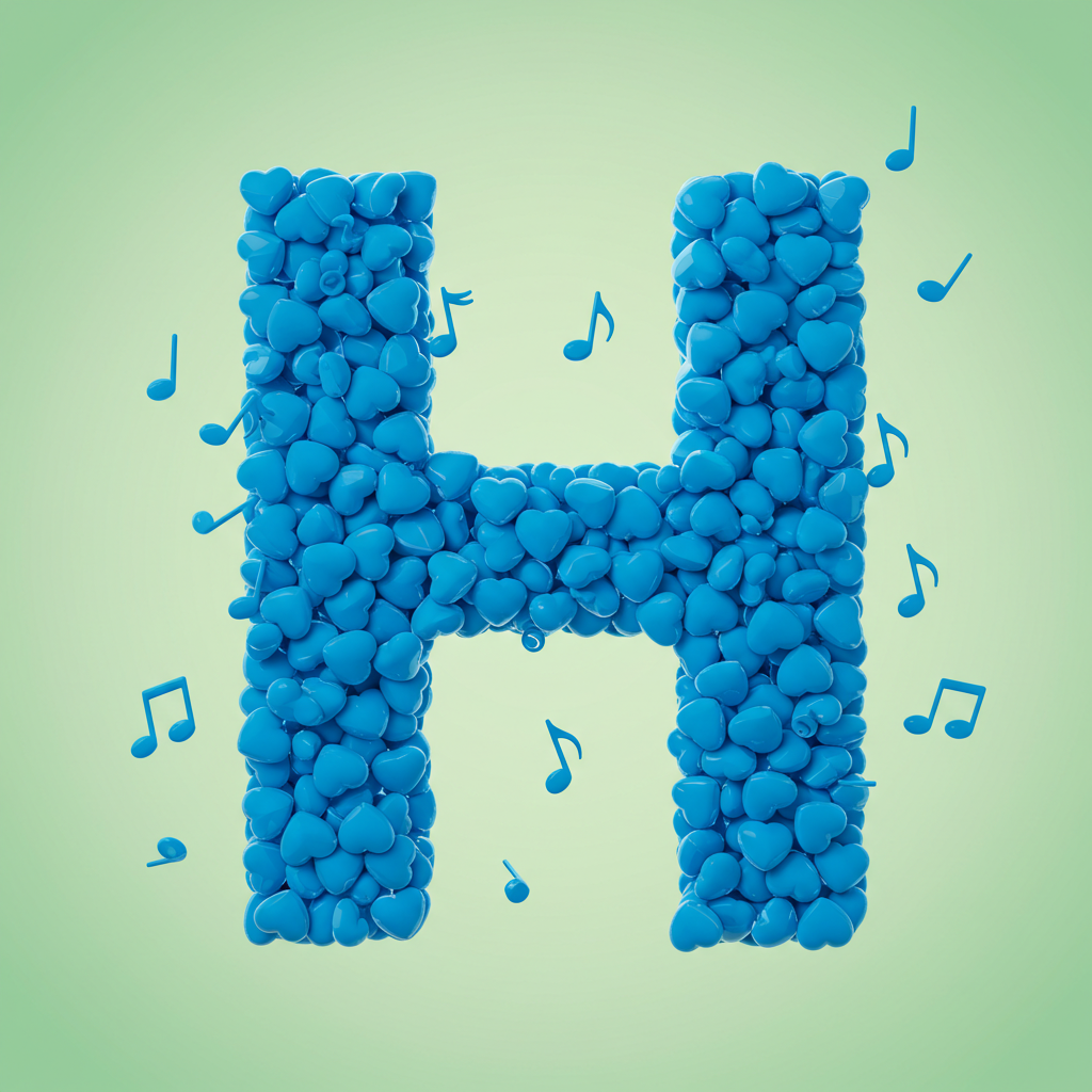 Blue hearts — litera H (wariant 2)