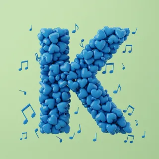 Blue hearts — litera K (wariant 2)
