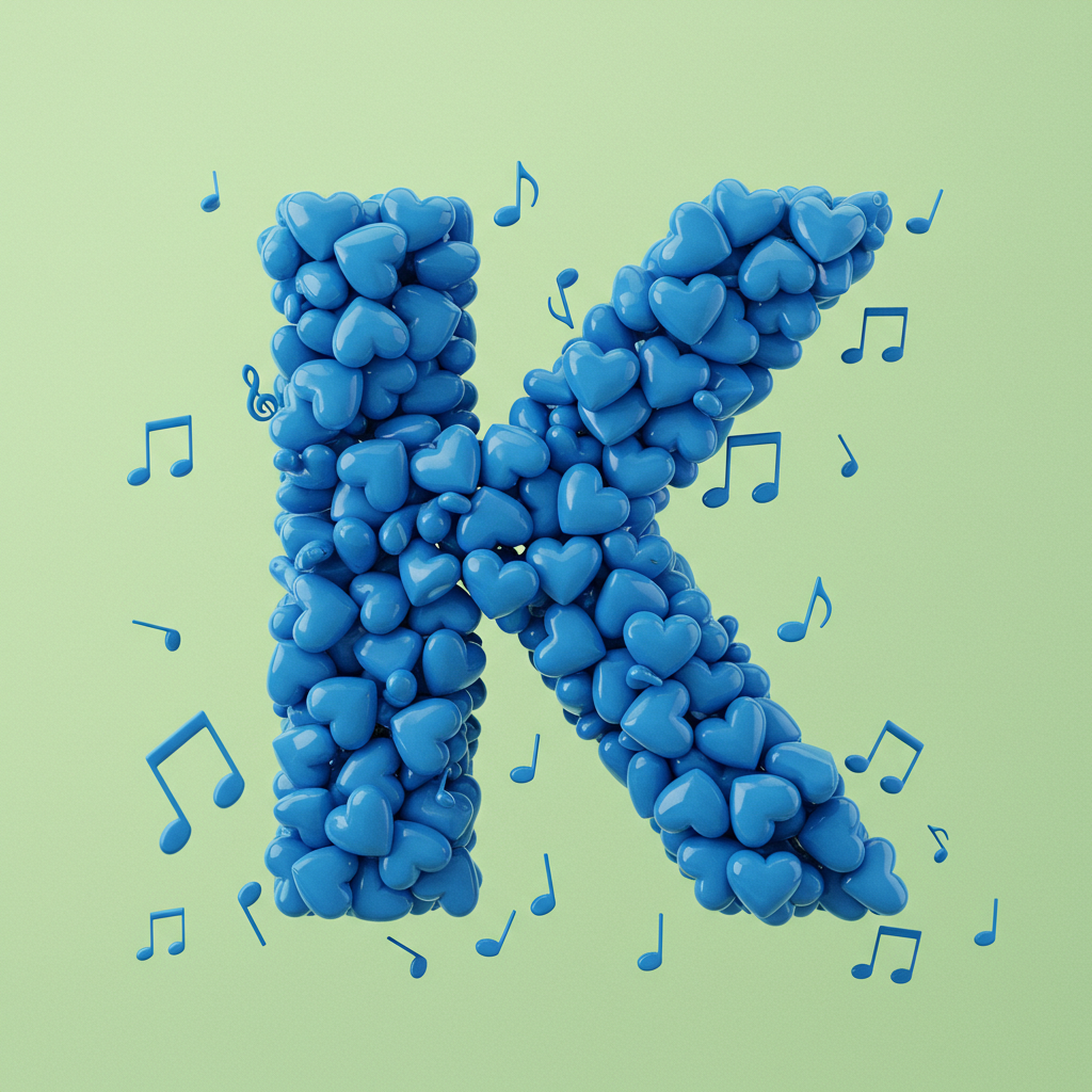 Blue hearts — litera K (wariant 2)