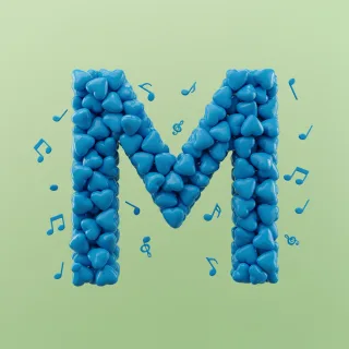 Blue hearts — litera M (wariant 2)