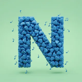 Blue hearts — litera N