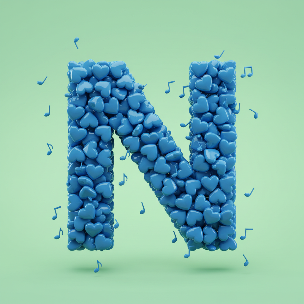 Blue hearts — litera N