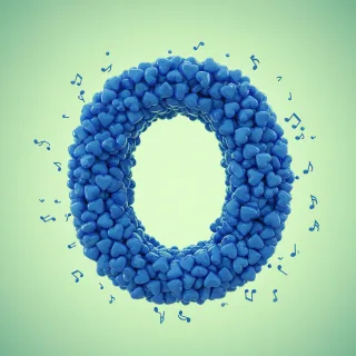Blue hearts — litera O (wariant 2)