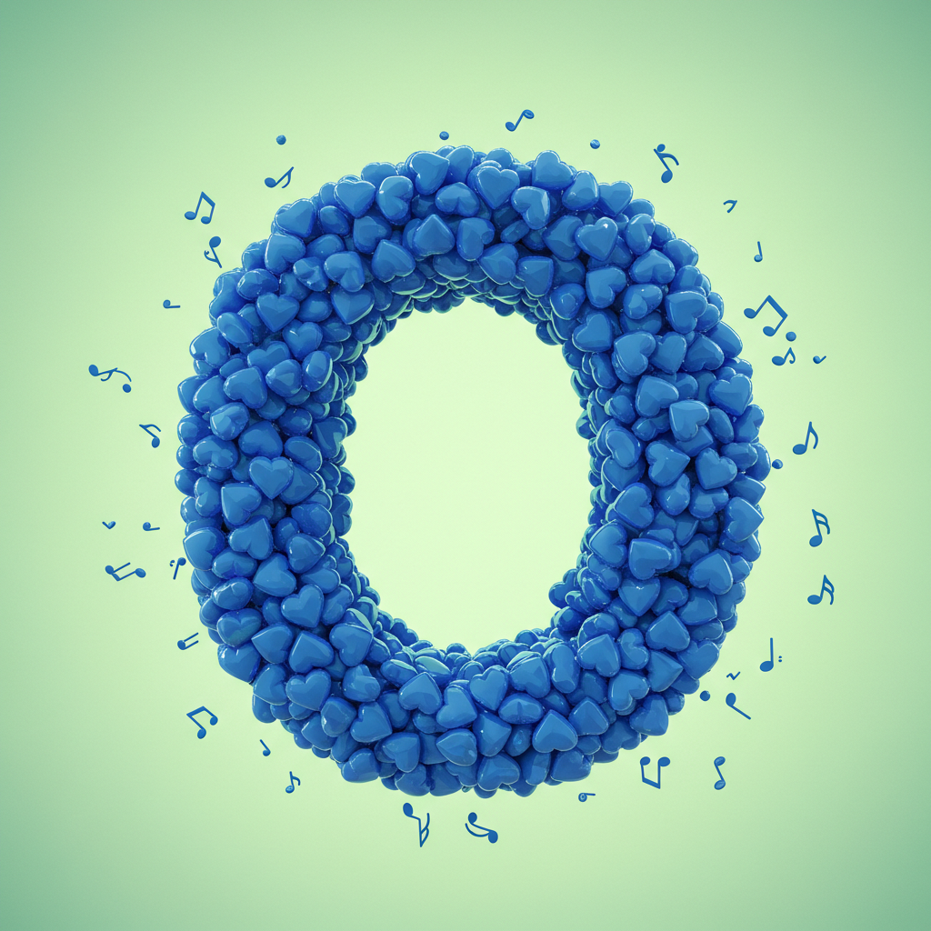 Blue hearts — litera O (wariant 2)