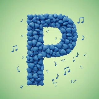 Blue hearts — litera P