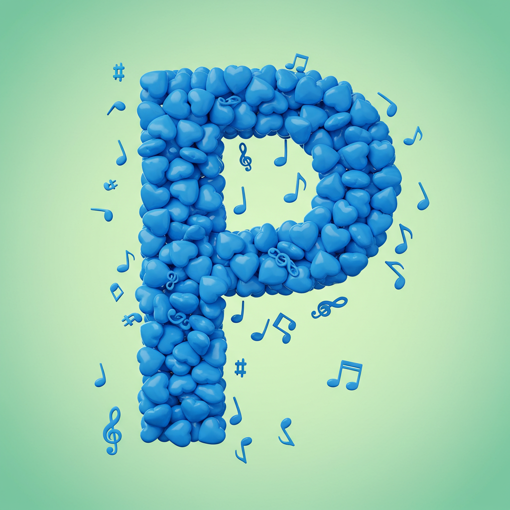 Blue hearts — litera P (wariant 2)