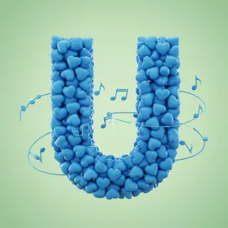 Blue hearts — litera U (wariant 2)