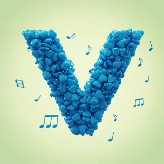 Blue hearts — litera V (wariant 2)