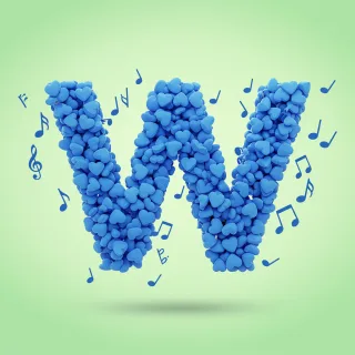 Blue hearts — litera W