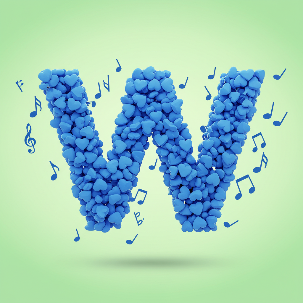 Blue hearts — litera W