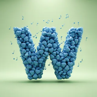 Blue hearts — litera W (wariant 2)