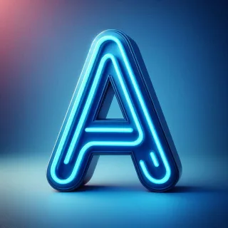 Blue neon — litera A (wariant 2)