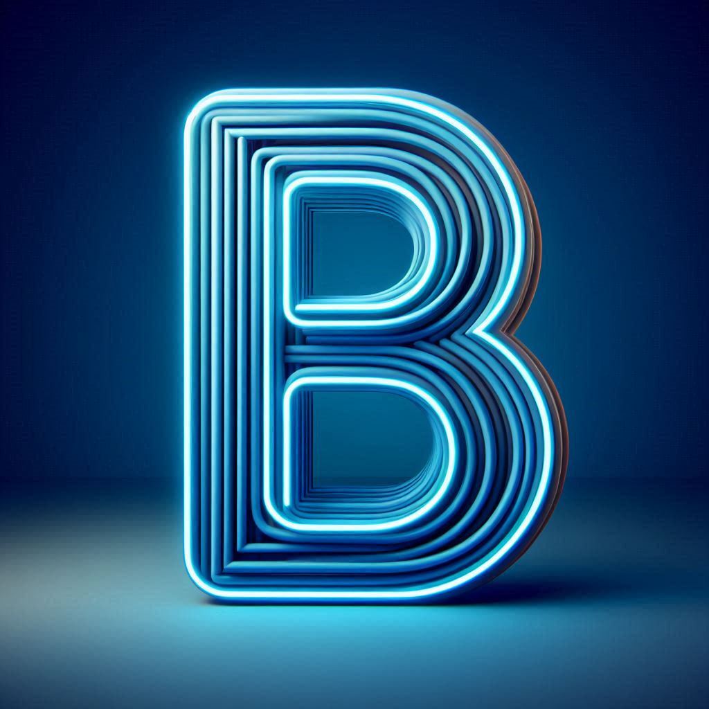 Blue neon — litera B