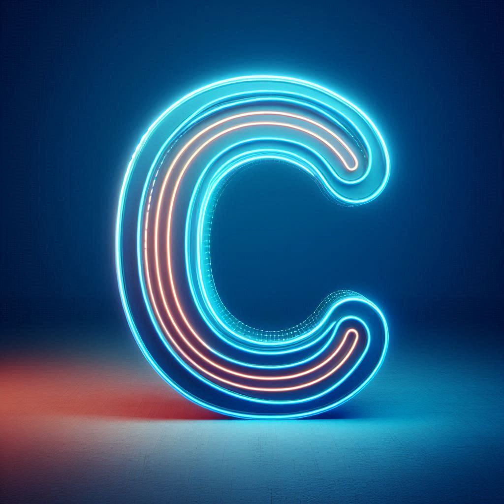 Blue neon — litera C