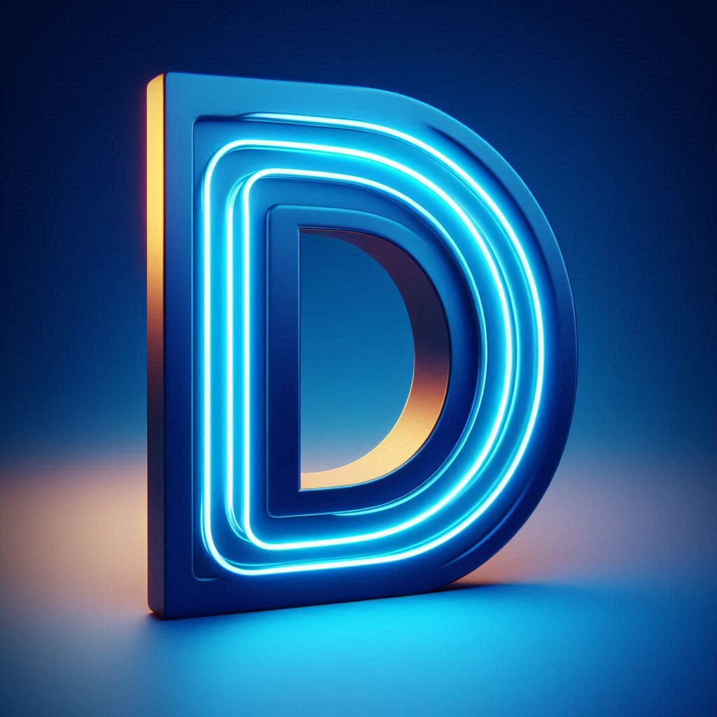 Blue neon — litera D