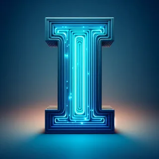 Blue neon — litera I (wariant 2)