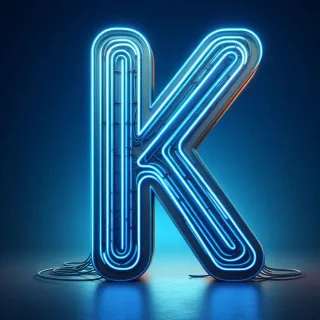 Blue neon — litera K (wariant 2)