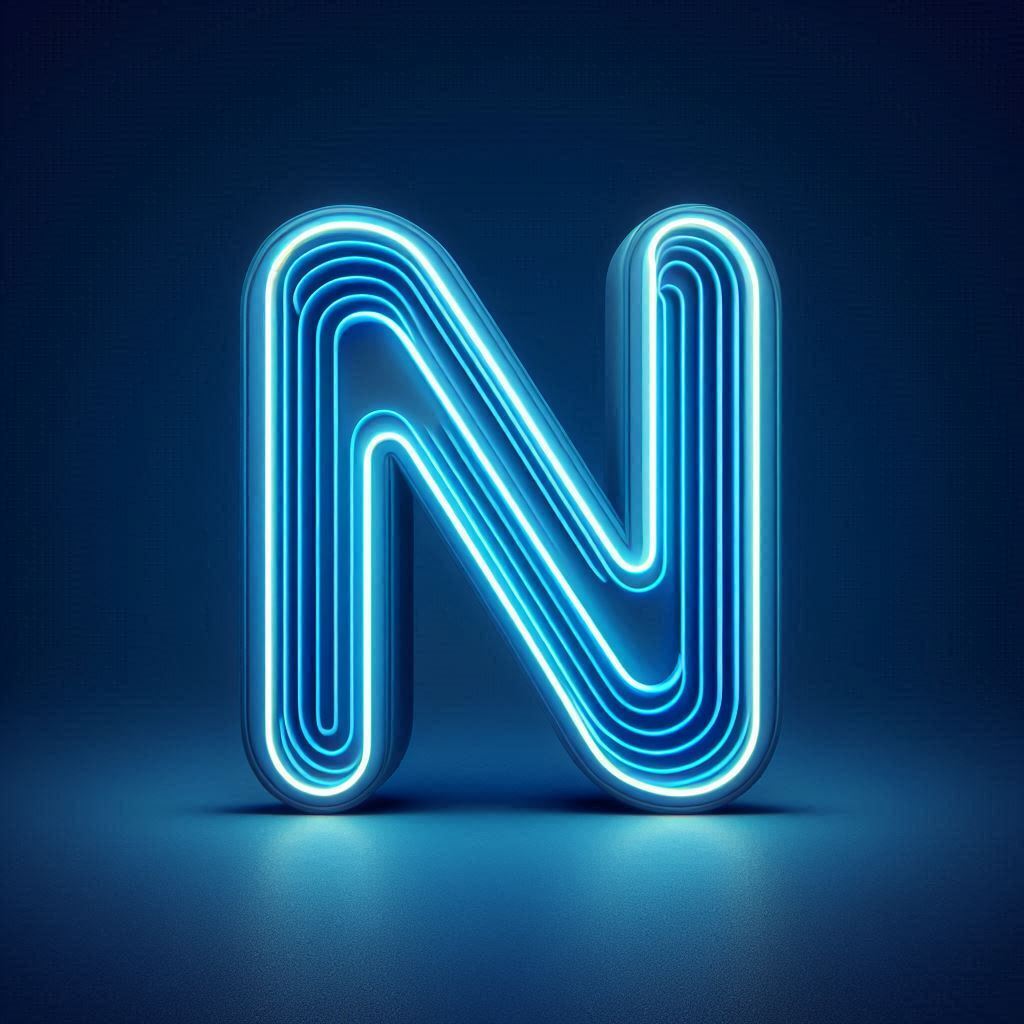 Blue neon — litera N