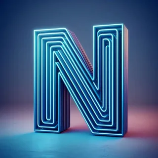 Blue neon — litera N (wariant 2)