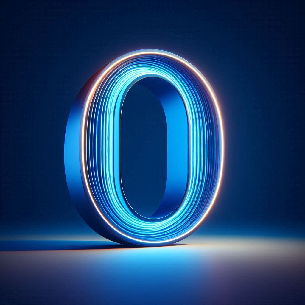 Blue neon — litera O