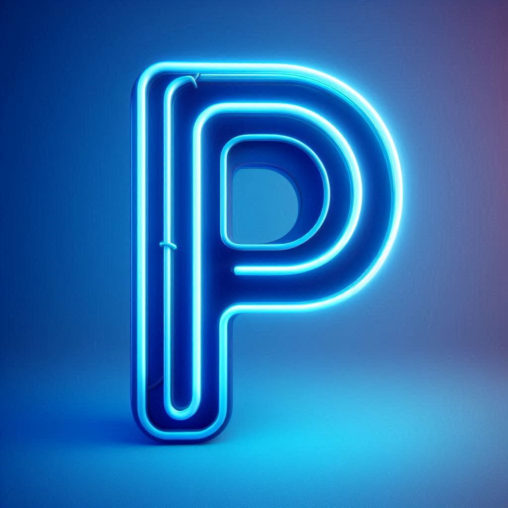 Blue neon — litera P