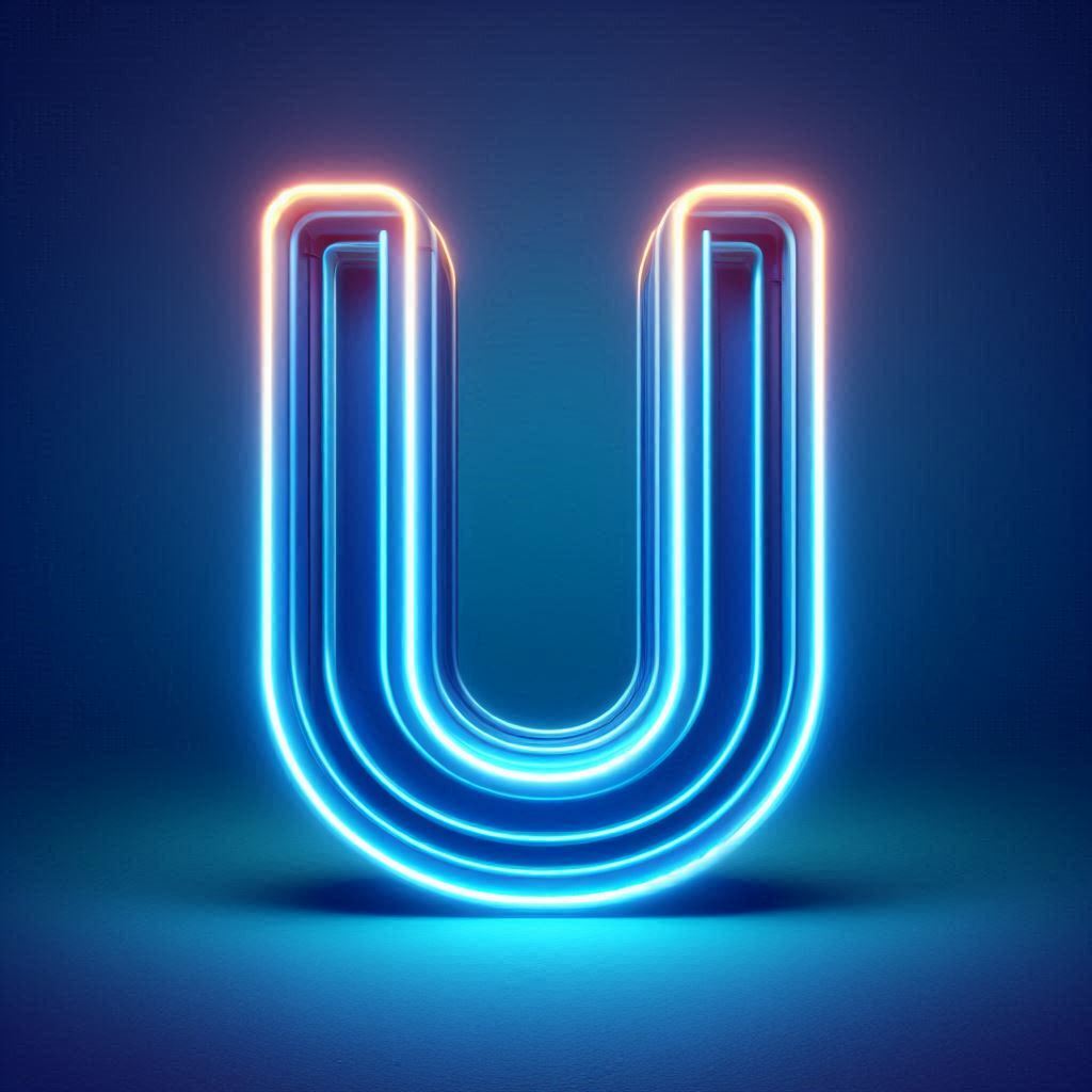 Blue neon — litera U