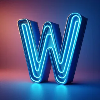 Blue neon — litera W