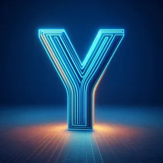 Blue neon — litera Y