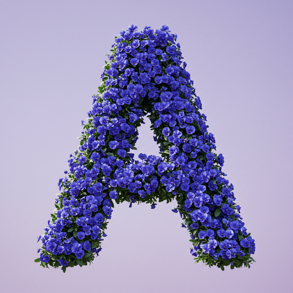 Blue pansies — litera A
