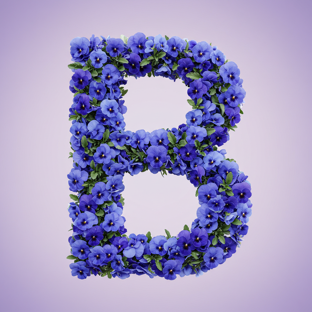 Blue pansies — litera B (wariant 2)