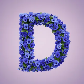 Blue pansies — litera D