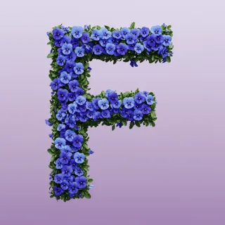 Blue pansies — litera F (wariant 2)