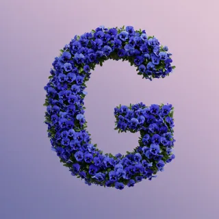Blue pansies — litera G (wariant 2)
