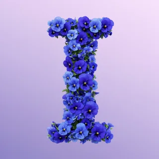 Blue pansies — litera I (wariant 2)
