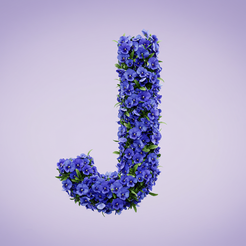 Blue pansies — litera J