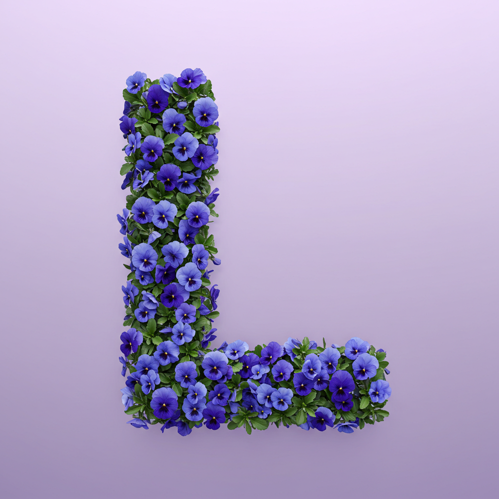 Blue pansies — litera L