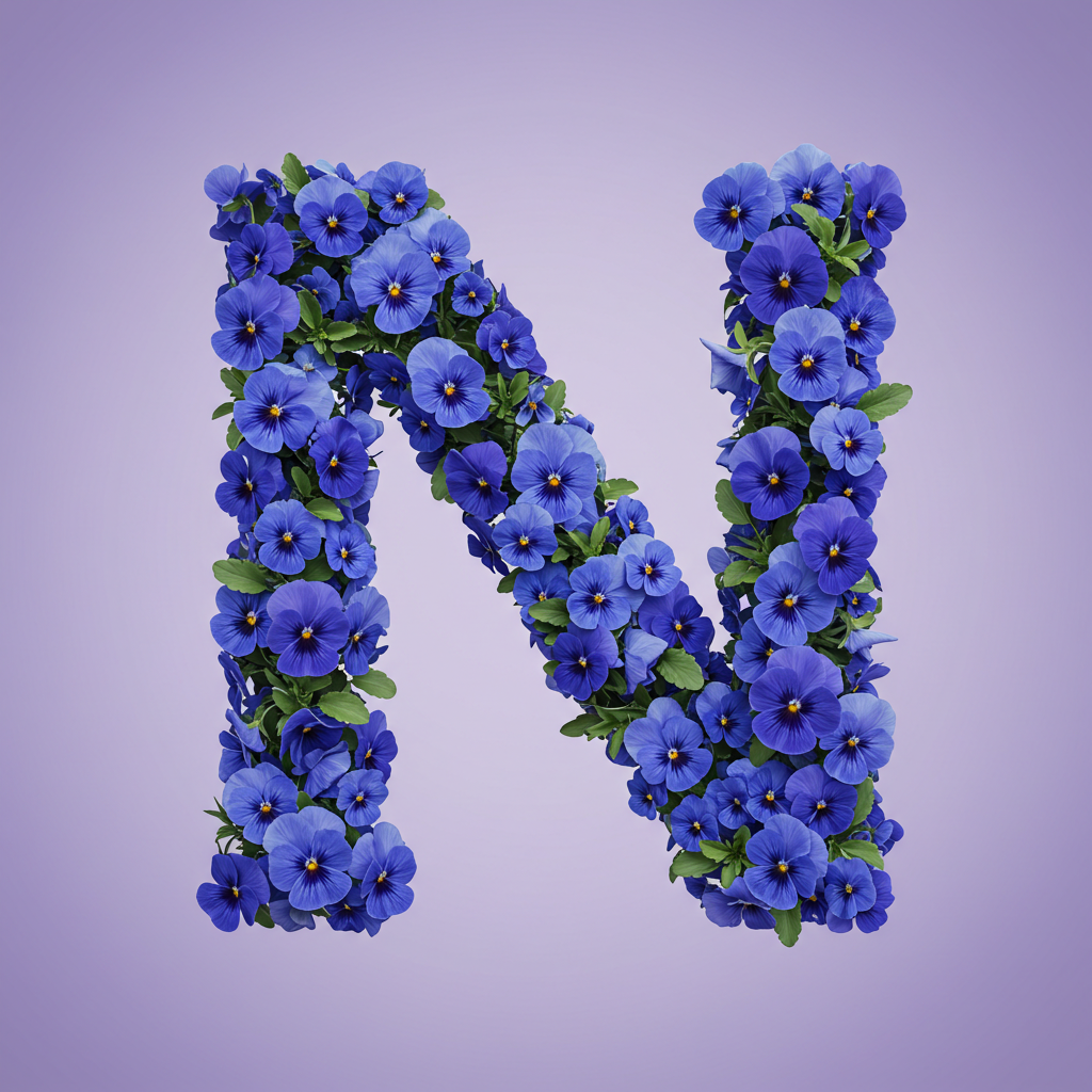 Blue pansies — litera N