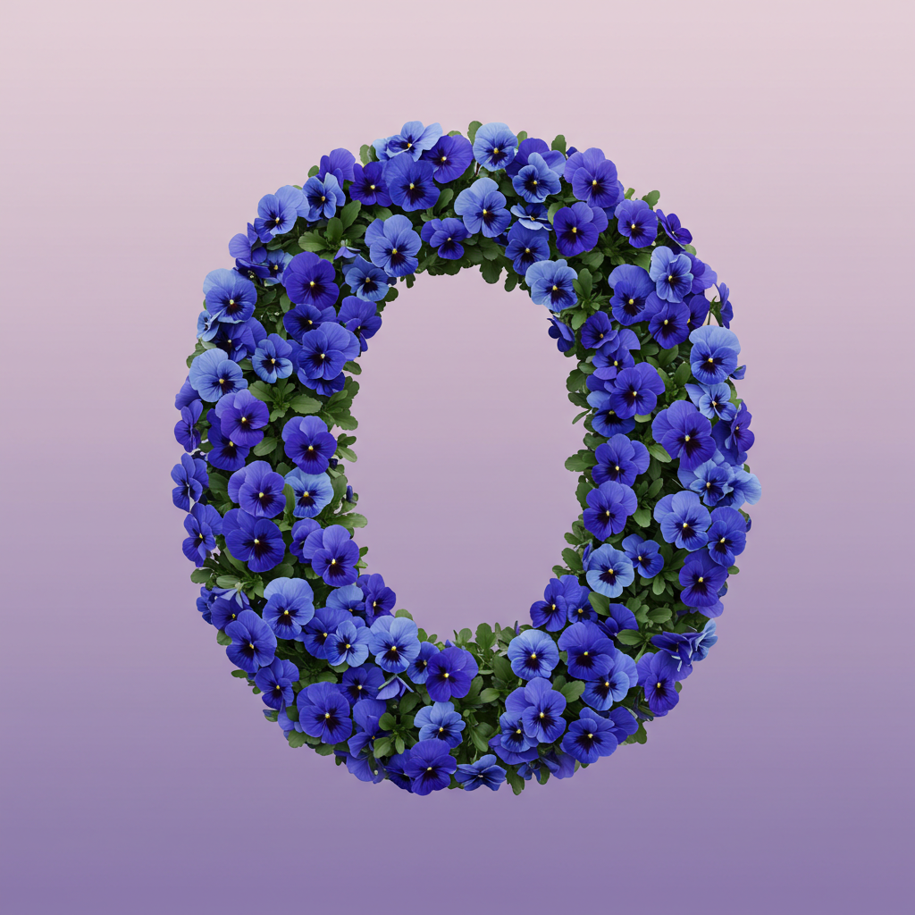 Blue pansies — litera O