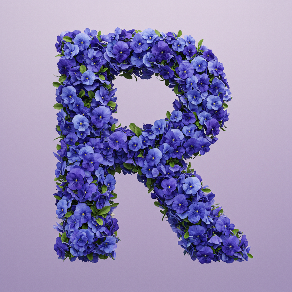 Blue pansies — litera R (wariant 2)