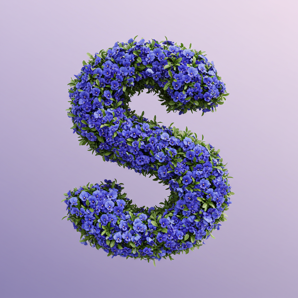 Blue pansies — litera S