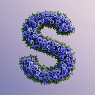 Blue pansies — litera S (wariant 2)