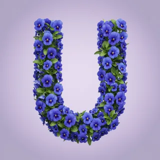 Blue pansies — litera U (wariant 2)